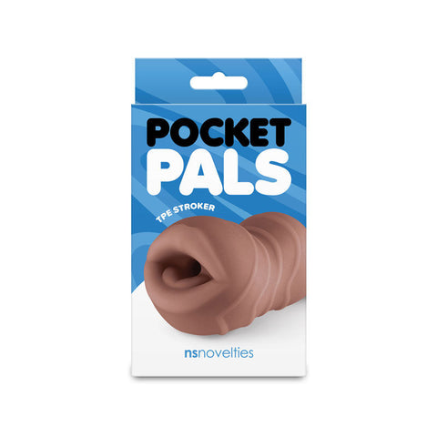 NS Novelties Pocket Pals (Brown) – Textured Mouth Stroker Sleeve Strokers - Manual