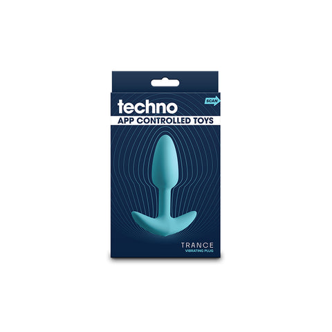 Techno Trance Blue 10.9 cm USB Rechargeable Butt Plug App Control Butt Plugs - Vibrating