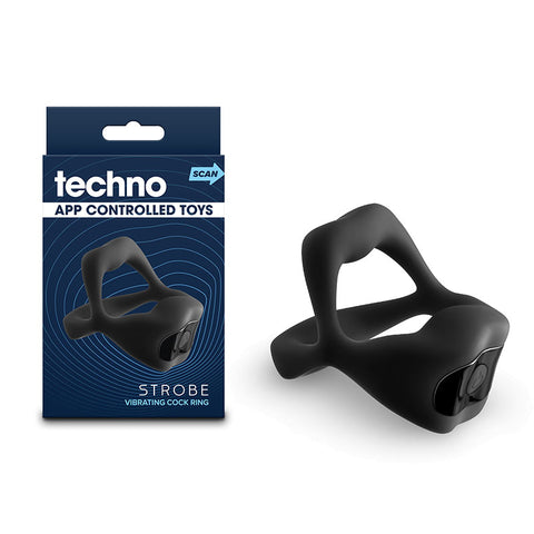 Techno Strobe Vibrating Cock Ring Black Cock Rings Vibrating