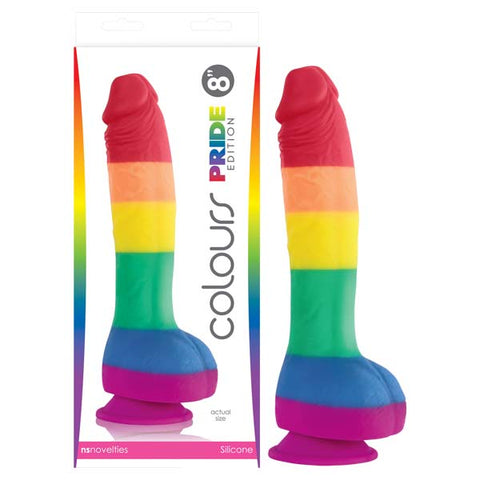 Colours Pride Edition 8 Inch Realistic Silicone Dildo With Balls – Silicone Dildo Multi > Dildos > Neutral Dildos
