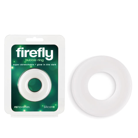 Firefly Bubble Ring Medium Glow in the Dark Cock Ring Super Stretch White COCK RINGS
