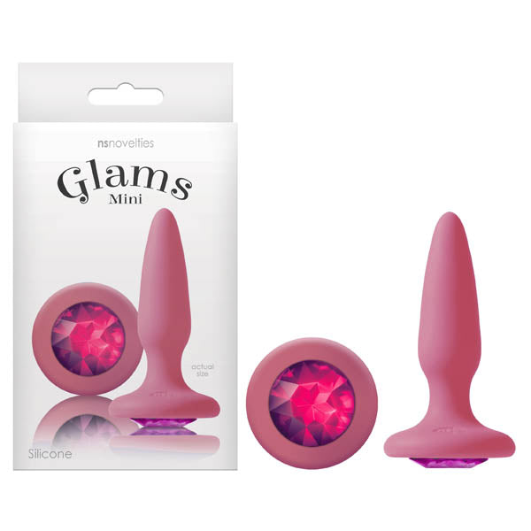 Glams Mini 8.4 cm Butt Plug with Sparkling Gem Pink > Anal Range > Jewel Butt Plugs