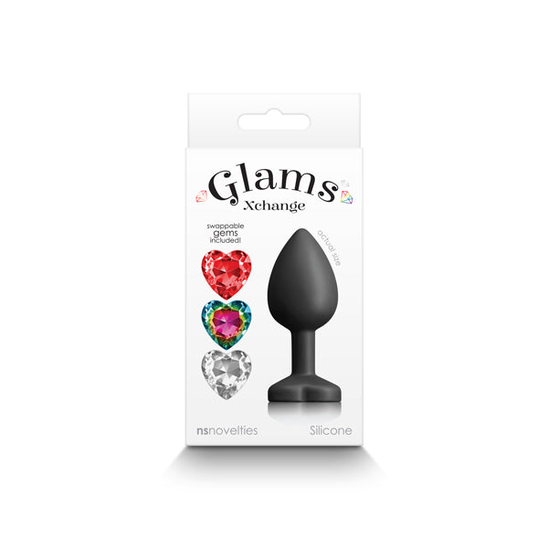 Glams Xchange Heart Small (Interchangeable Heart Gems) – Small Silicone Butt Plug (7.3cm) > Anal Range > Jewel Butt Plugs