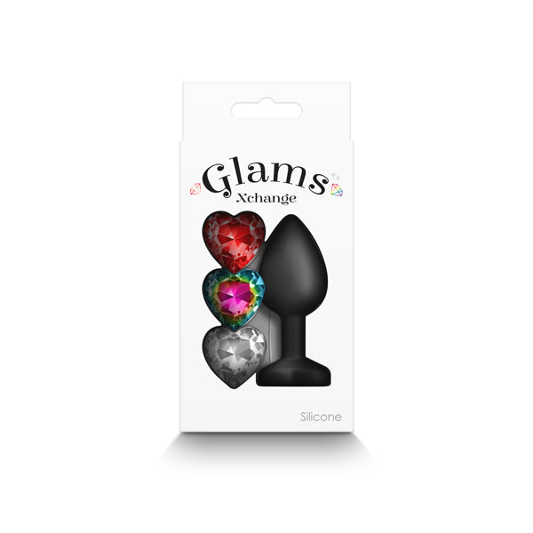 Glams Xchange Heart Small (Interchangeable Heart Gems) – Small Silicone Butt Plug (7.3cm) > Anal Range > Jewel Butt Plugs