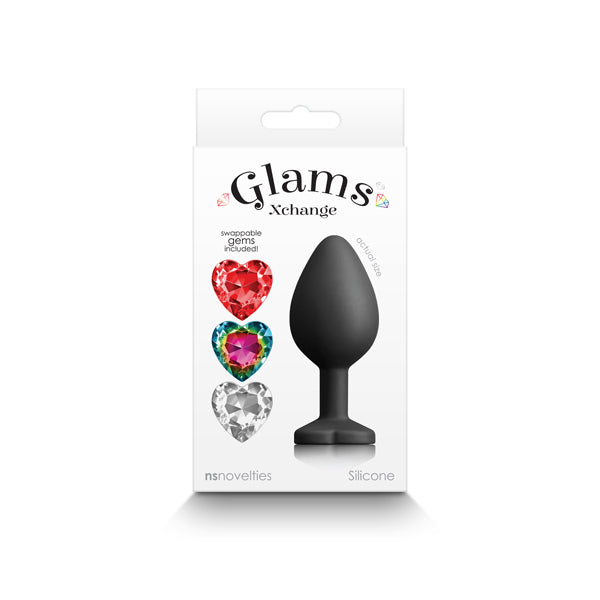 Glams Xchange Heart Medium Butt Plug with Heart Gems > Anal Range > Jewel Butt Plugs