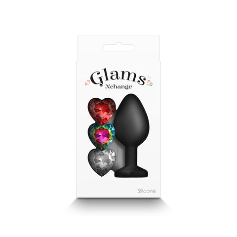 Glams Xchange Heart Medium Butt Plug with Heart Gems > Anal Range > Jewel Butt Plugs
