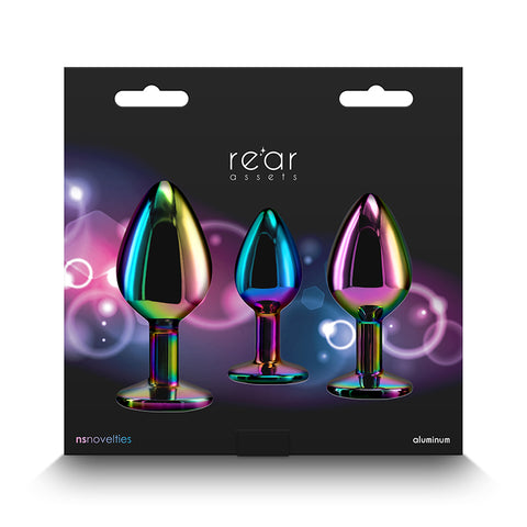 Rear Assets Trainer Kit - Rainbow - Set of 3 Metallic Butt Plugs > Anal Range > Butt Plug Kits