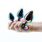 Rear Assets Trainer Kit (Multicolor) – Chrome-Plated Graduated Metal Butt Plug Set with Heart Jewel > Anal Range > Jewel Butt Plugs