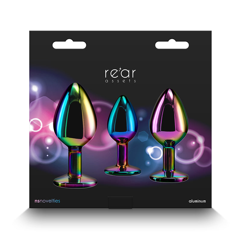 Rear Assets Trainer Kit (Multicolor) - Metal Butt Plug Set with Heart Jewel (Small 2.76" to Large 3.66" insertable) > Anal Range > Jewel Butt Plugs