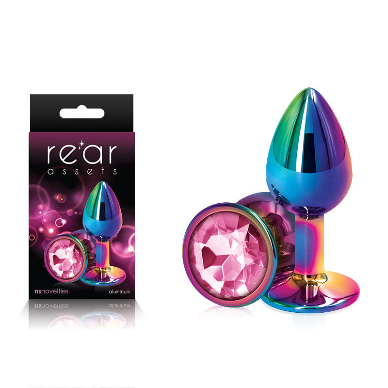 Rear Assets Small Metal Butt Plug with Pink Gem Base Multi > Anal Range > Jewel Butt Plugs