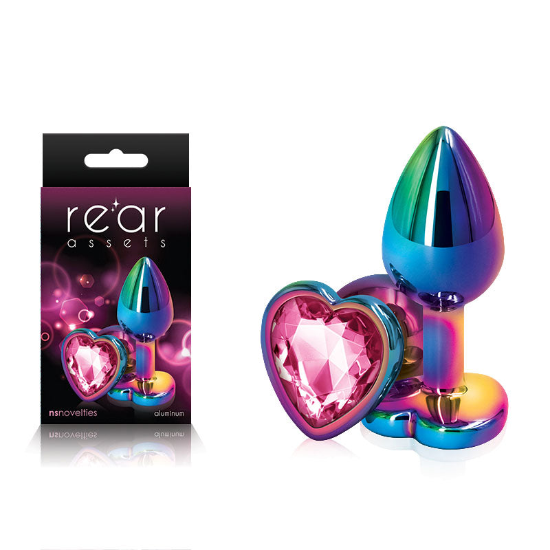 Rear Assets Multi 2.76 Inch Heart Small (Pink) – Lightweight Metal Butt Plug > Anal Range > Jewel Butt Plugs