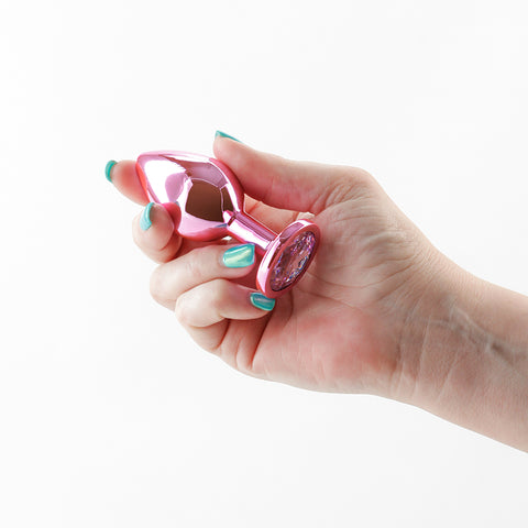 Rear Assets Medium Pink 8.2 cm Metal Butt Plug with Gem Base > Anal Range > Jewel Butt Plugs