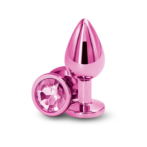 Rear Assets Medium Pink 8.2 cm Metal Butt Plug with Gem Base > Anal Range > Jewel Butt Plugs
