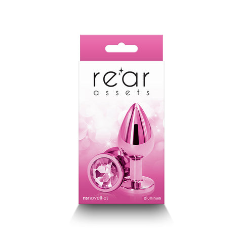 Rear Assets Medium Pink 8.2 cm Metal Butt Plug with Gem Base > Anal Range > Jewel Butt Plugs