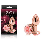 Rear Assets Rose Small Metal Butt Plug with Pink Rose Base 7.6 cm > Anal Range > Jewel Butt Plugs