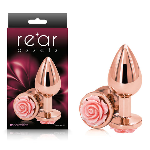 Rear Assets Rose Medium (Pink) – 8.9 cm Chrome-Plated Metal Butt Plug Pink Medium > Anal Range > Jewel Butt Plugs