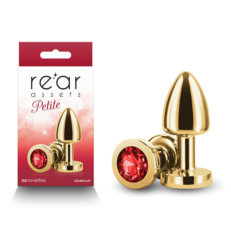 Rear Assets Petite 6 cm Gold Metal Butt Plug with Red Gem Base Gold > Anal Range > Jewel Butt Plugs