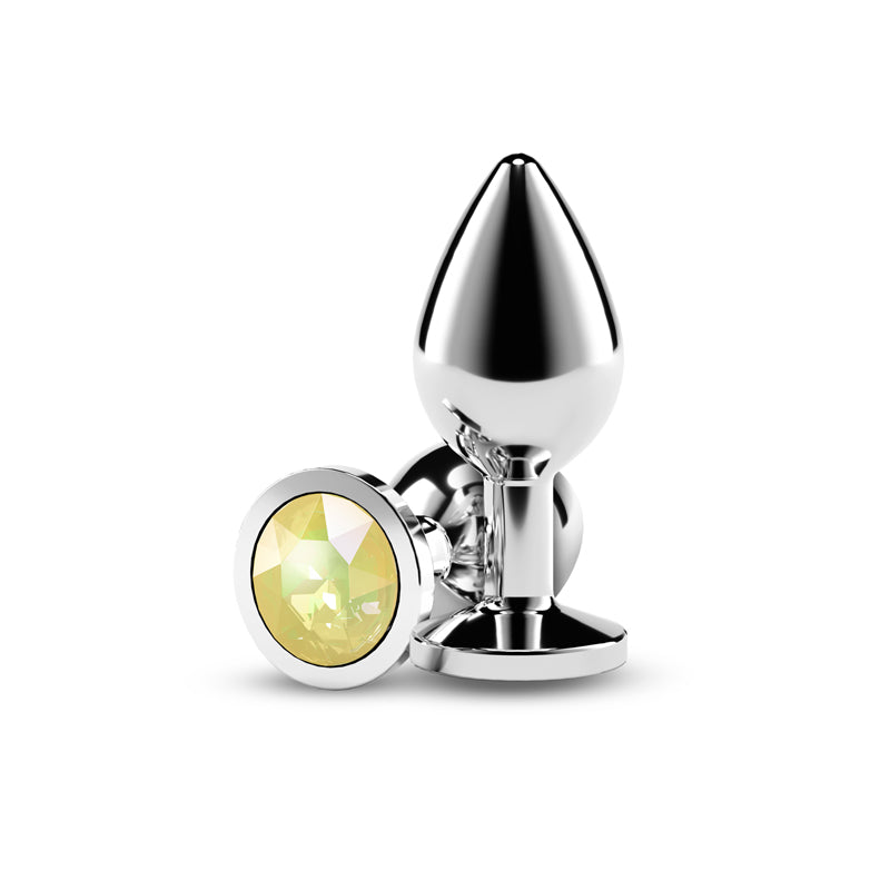 Rear Assets Silver 3.31 Inch Medium (Yellow Gem) Lightweight Chrome-Plated Aluminum Anal Plug > Anal Range > Jewel Butt Plugs