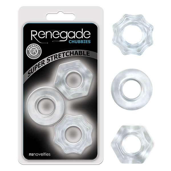 Renegade Chubbies - Clear Cock Rings - Set of 3 Clear COCK RING Set