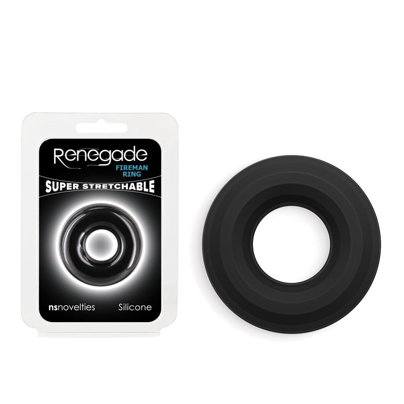 Renegade Fireman Ring - Small - Silicone Comfort Fit - Super Stretch Black COCK RINGS