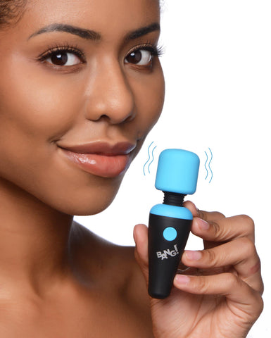 BANG! 10X Vibrating Mini Silicone Wand Blue with Flexible Neck and USB Rechargeable > Sex Toys For Ladies > Wand Massagers and Attachments
