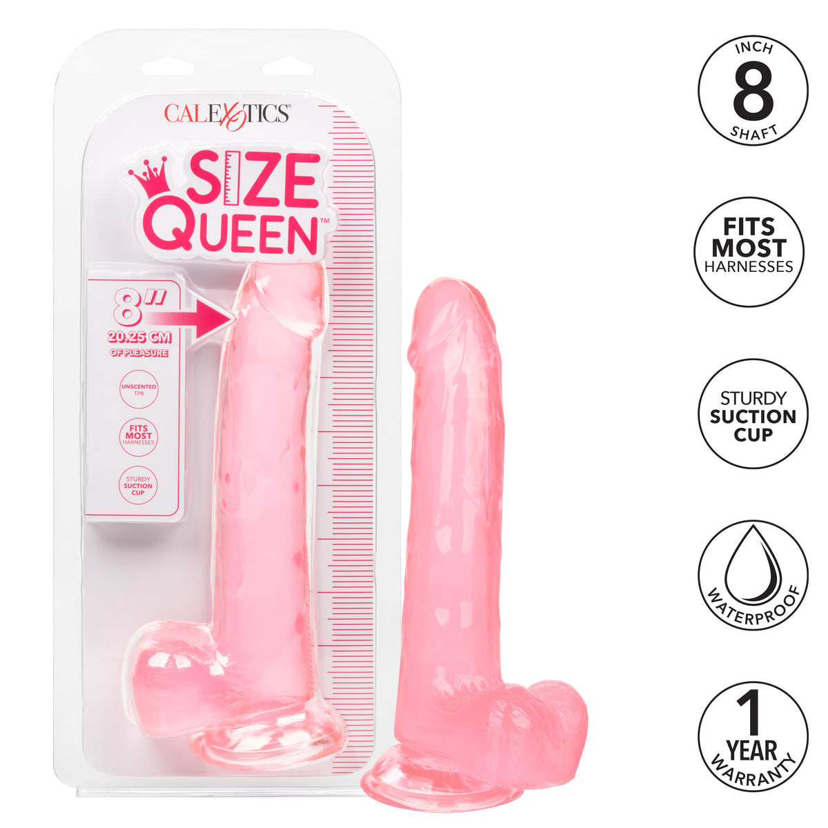 Size Queen 8 Inch Realistic Dong Pink > Dildos > Realistic Dildos