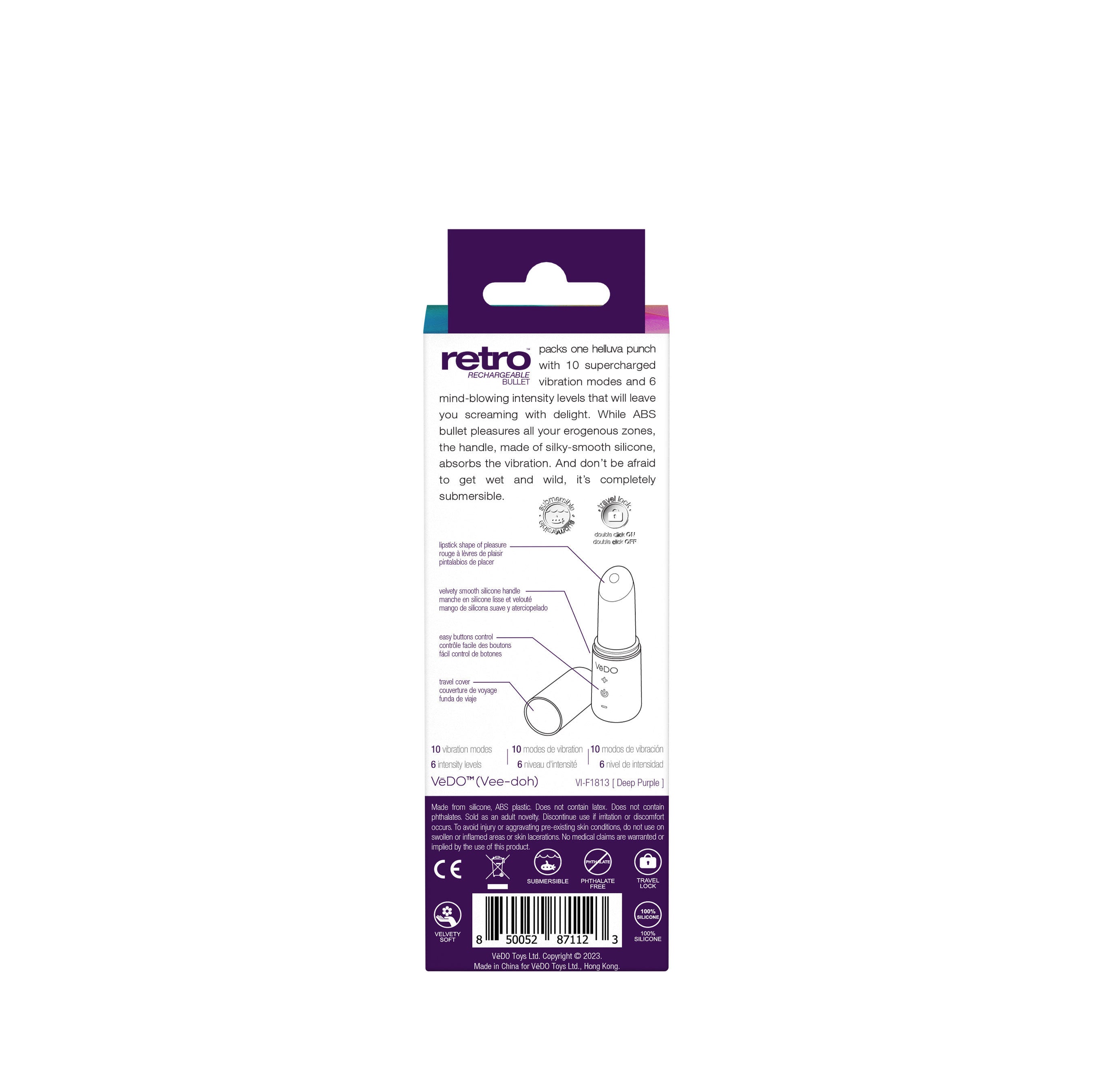 VeDO Retro Bullet Vibrator with 10 Vibration Modes Purple > Vibrators > Mini Vibrators