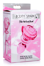 Rose Floral Borosilicate Glass Anal Plug Size Small Pink Small > Glass > Toys