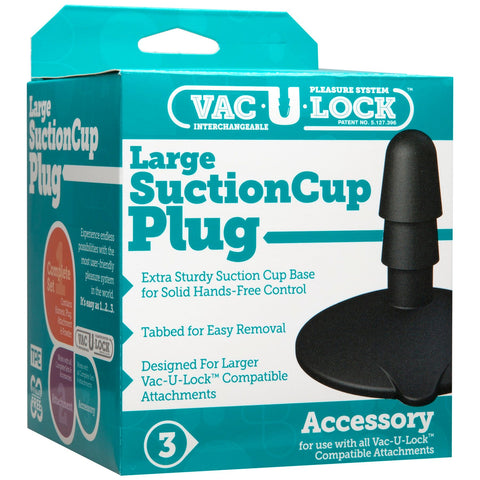 Vac-U-Lock Large Black Suction Cup Plug for Adult Intimacy Harnesses & Strap-Ons