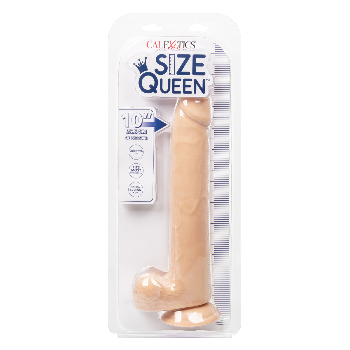 Size Queen 10 Inch Realistic Dildo - Beige | Brown > Dildos > Large Dildos