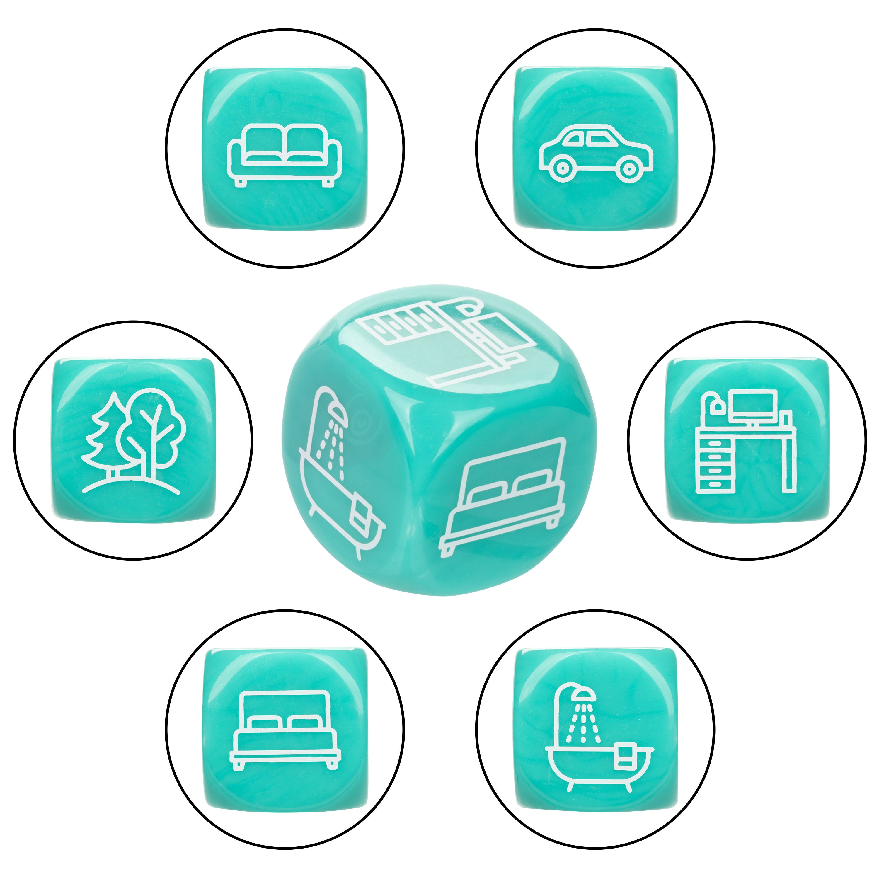 Naughty Bits Roll With It Icon Based Sex Dice Game Set with 3 Colorful Acrylic Dice Games