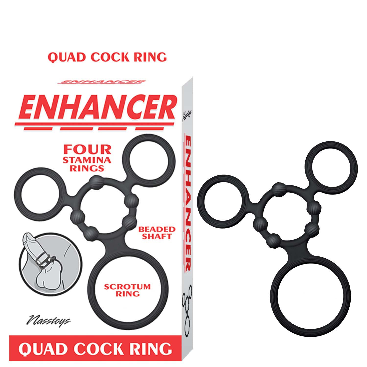 Nasstoys Enhancer Quad Black Cock Ring Set for Enhanced Pleasure COCK RING Set