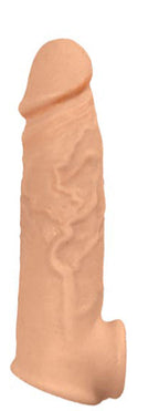 Natural Realskin Vibrating Penis Extender Sleeve With Bullet > Sex Toys For Men > Penis Sleeves