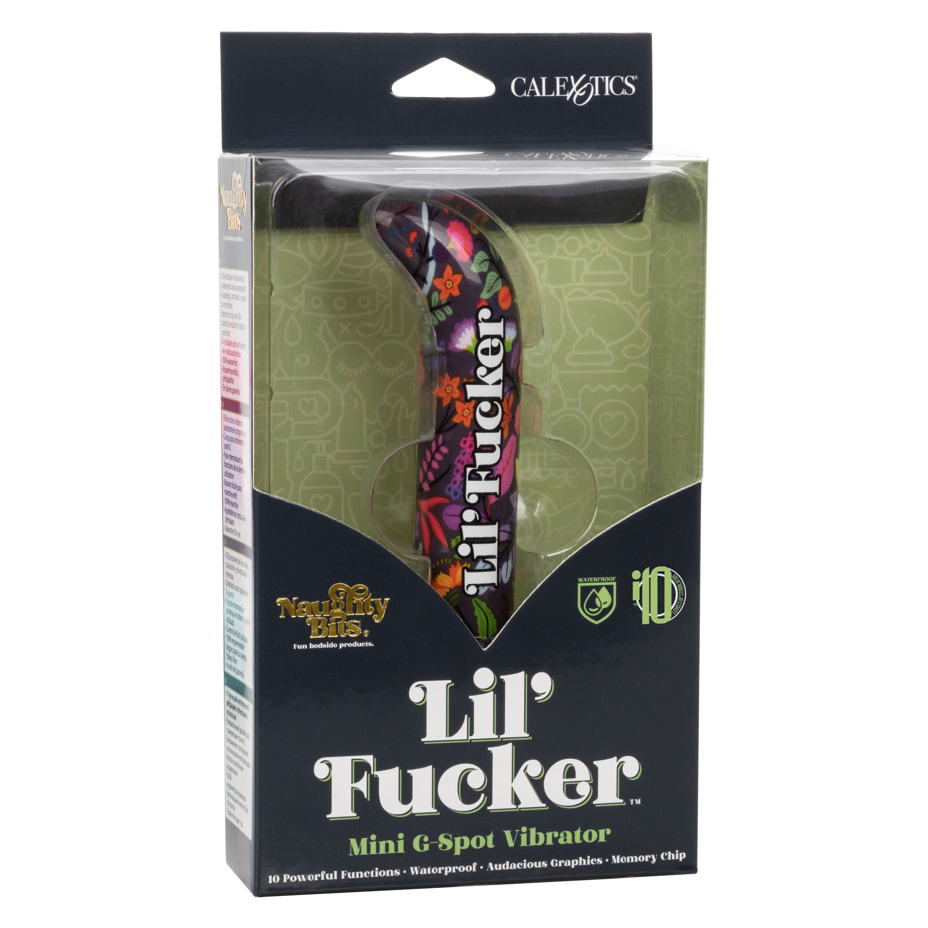 Naughty Bits Lil' Fucker Mini G-Spot Vibrator 4.25 Inch Waterproof with Floral Design BULLETS