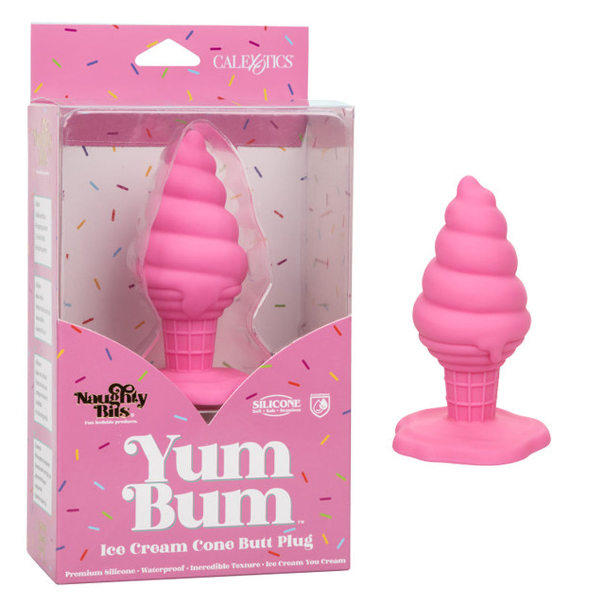 Naughty Bits Pink Ice Cream Cone Butt Plug - 3.75" x 1.75" > Anal Range > Butt Plugs