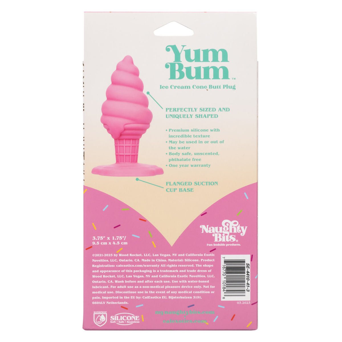 Naughty Bits Pink Ice Cream Cone Butt Plug - 3.75" x 1.75" > Anal Range > Butt Plugs