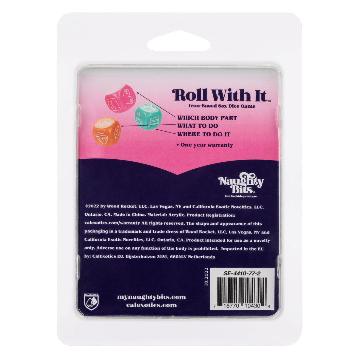 Naughty Bits Roll With It Icon Based Sex Dice Game Set with 3 Colorful Acrylic Dice > Novelties > Games