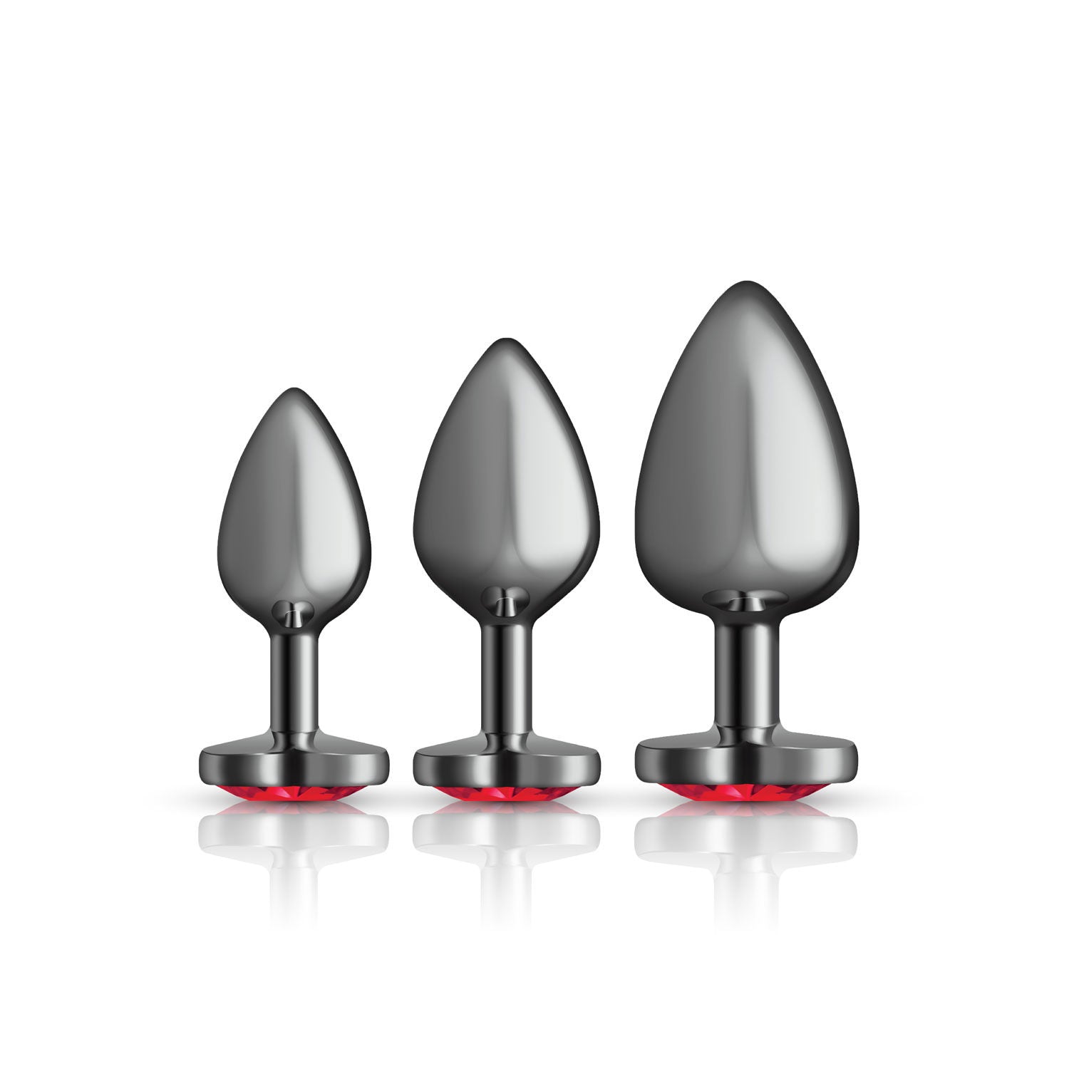 Viben Red Heart Gem Anal Trainer Kit with Three Sizes Red Butt Plugs