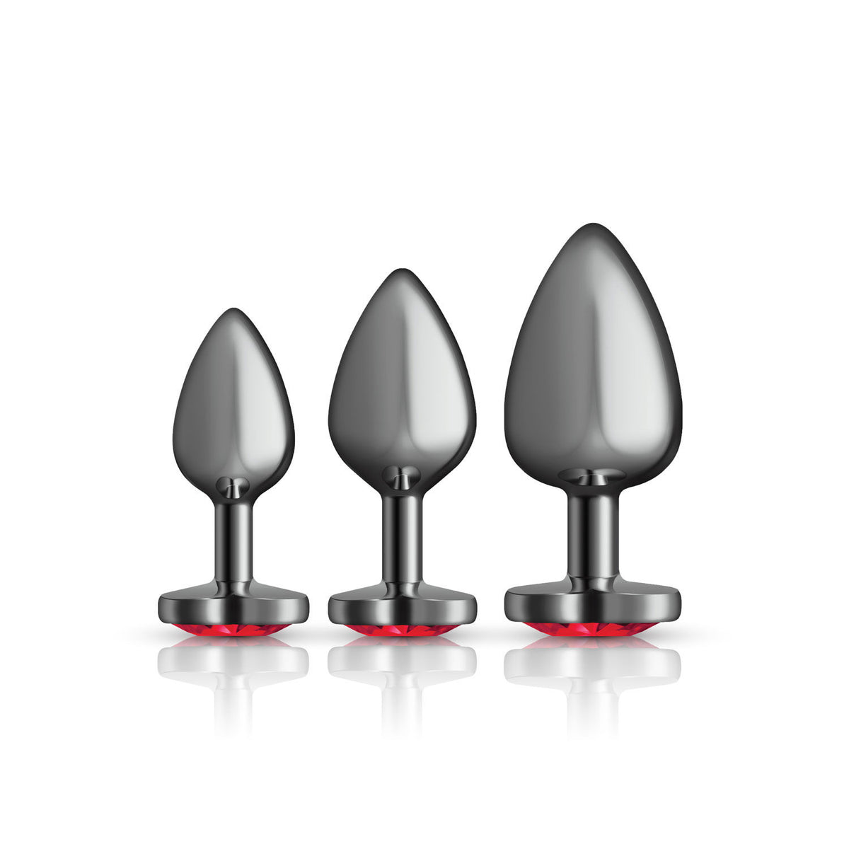 Viben Red Heart Gem Anal Trainer Kit with Three Sizes Red Butt Plugs