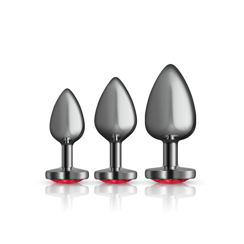 Viben Red Heart Gem Anal Trainer Kit with Three Sizes Red Butt Plugs