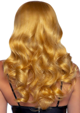 24 Inch Long Wavy Bang Wig Dark Blond for Adult Intimacy Use Yellow Wigs