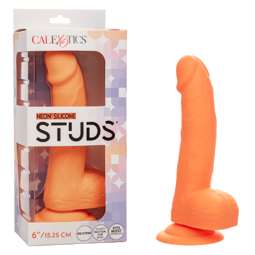 Neon Silicone Studs 6 Inch Dildo - Orange