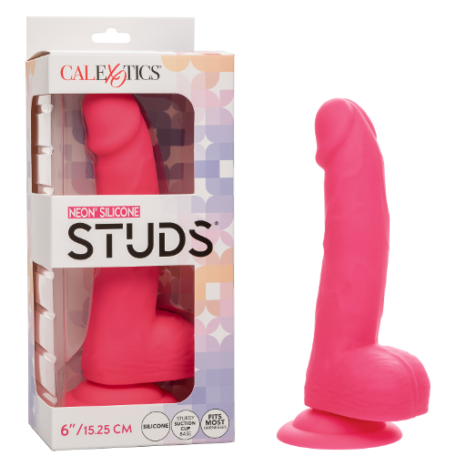 Neon Silicone Studs 6 Inch 15.25 cm Pink Silicone Dildo With Suction Cup Base > Dildos > Realistic Dildos Main image