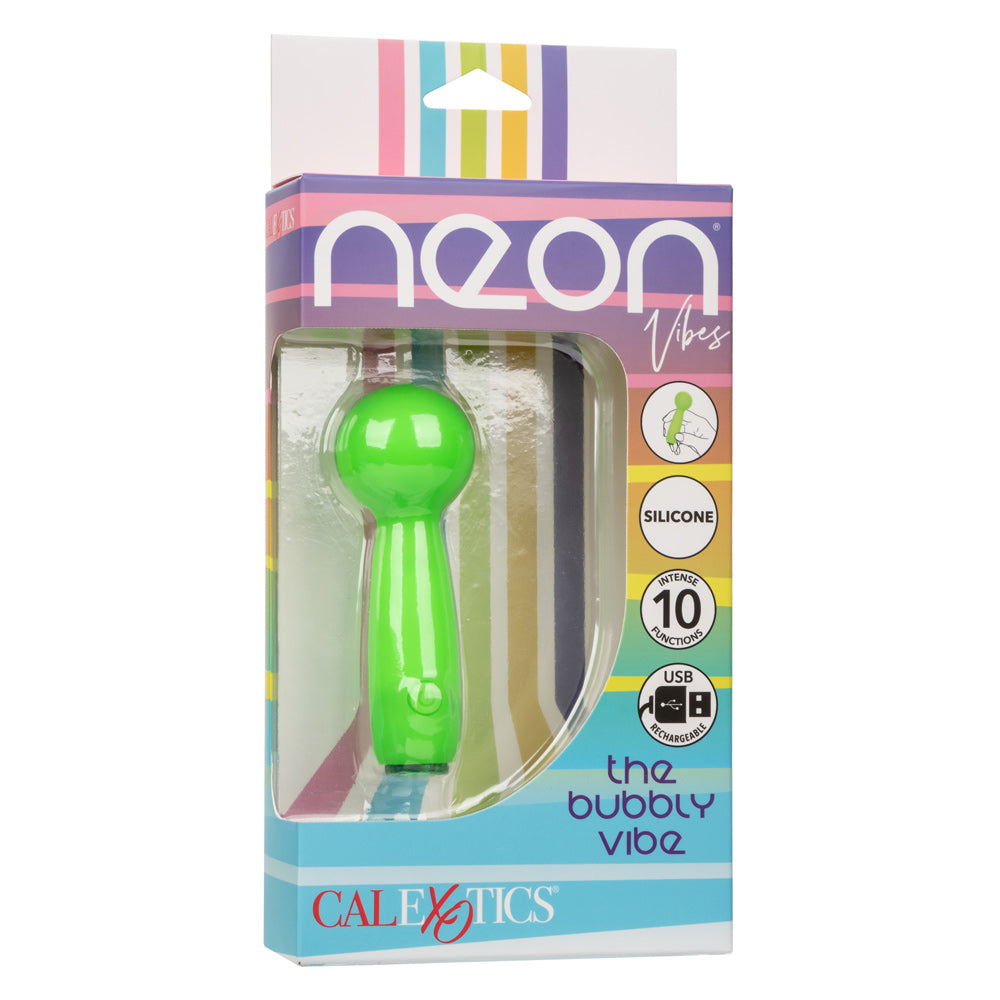 Neon Vibes The Bubbly Vibe Mini Massager in Bright Green with 10 Functions and USB Rechargeable Vibrators