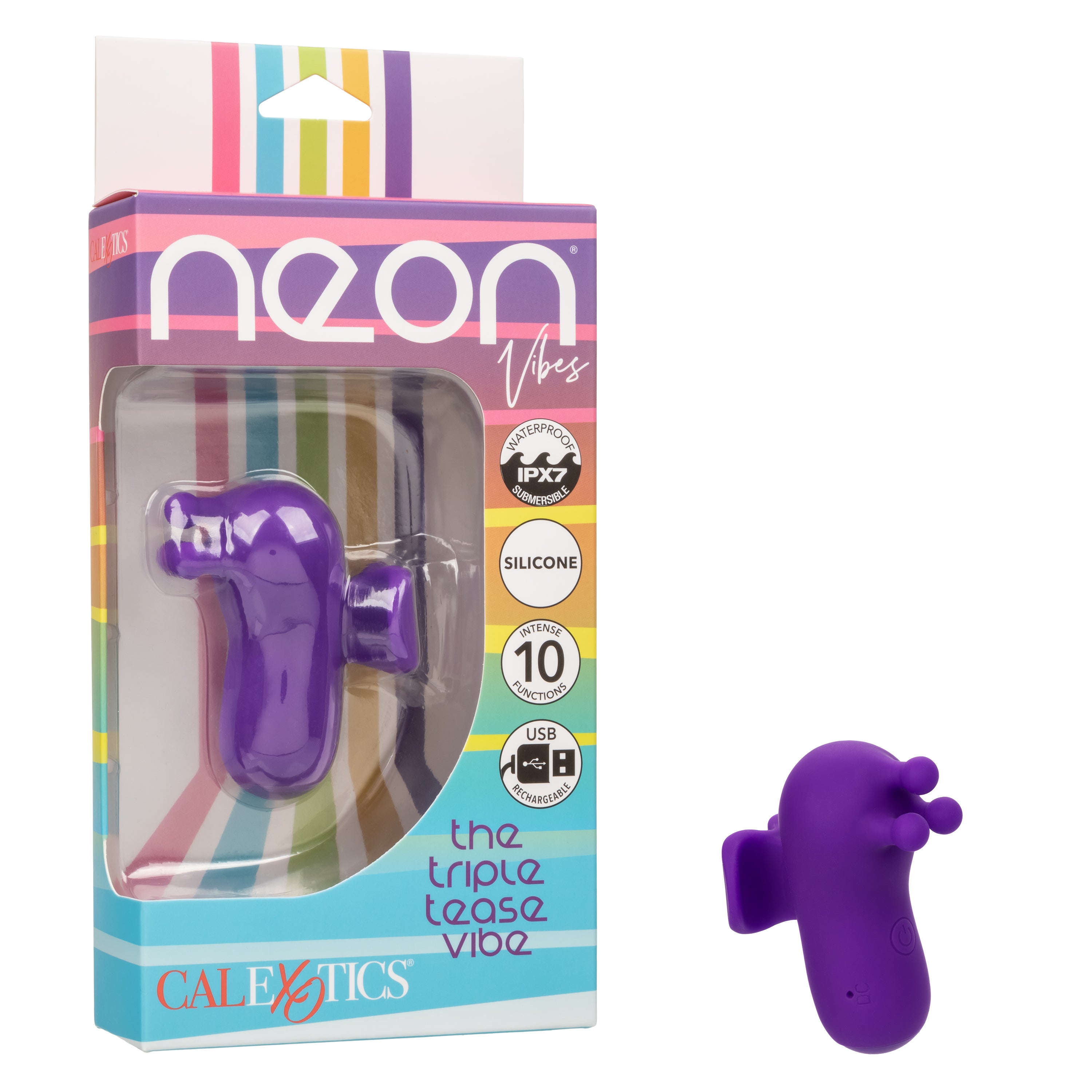 Neon Vibes The Triple Tease Vibe Handheld Massager Finger Stimulator