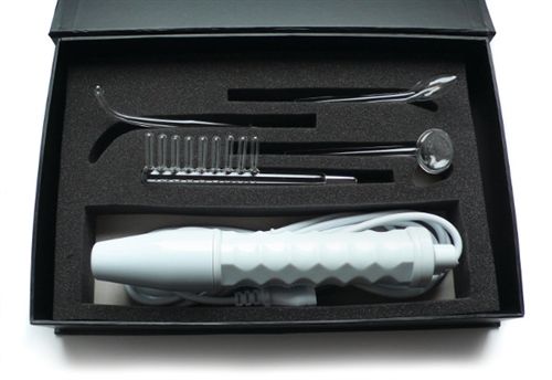 Neon Wand Electrosex Kit with White Handle and Red Electrode E-STIM TOYS Main image