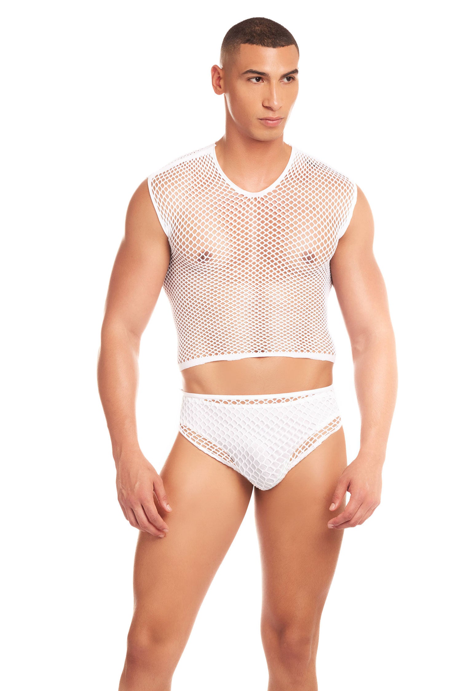 Net Flex 3 Piece Men’s Mesh Undergarment Set Small Medium White Mens Apparel