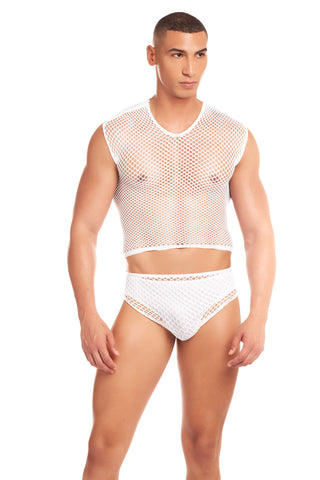 Net Flex 3 Piece Men’s Mesh Undergarment Set Small Medium White Mens Apparel