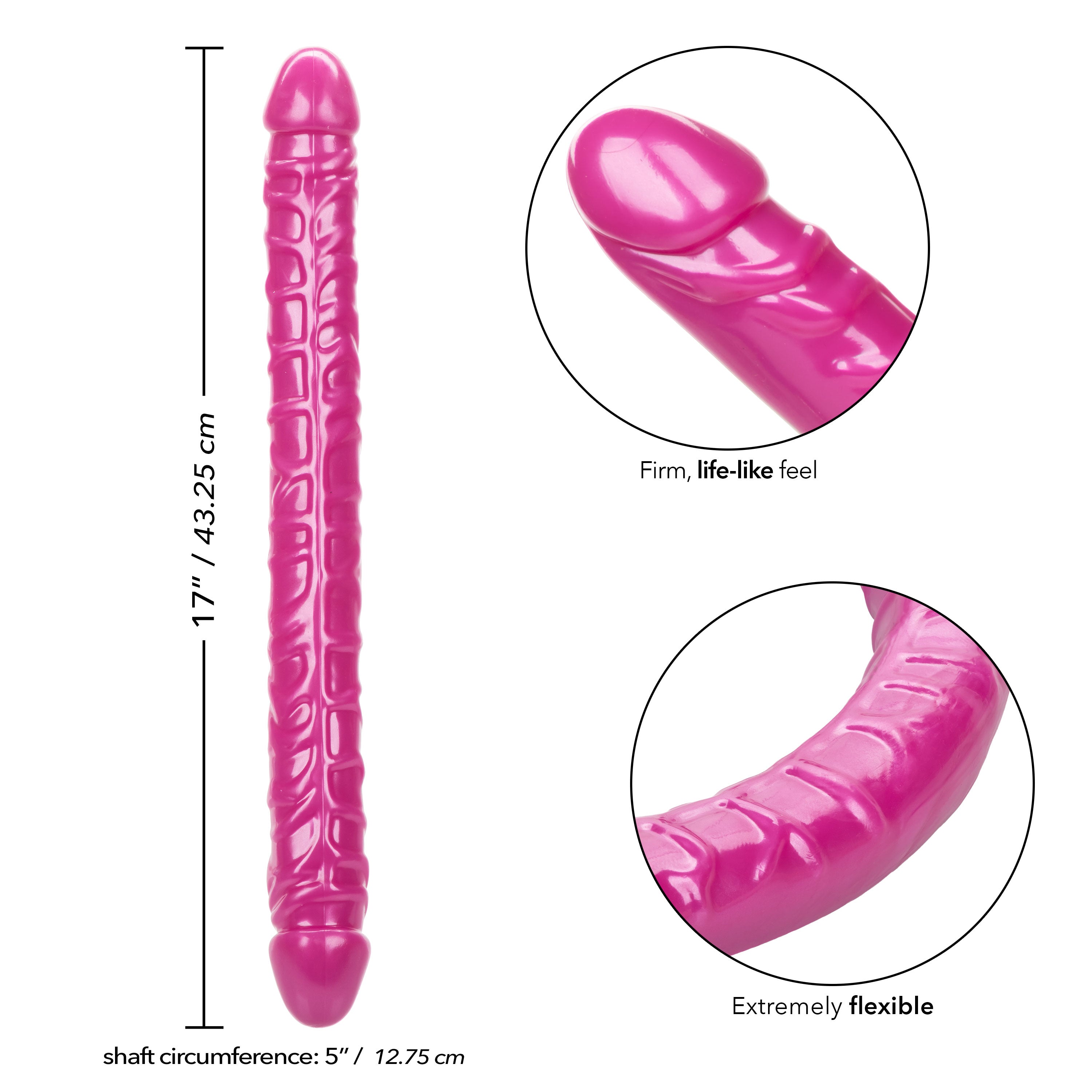 Size Queen 17 Inch Double-Ended Blue Dildo for Intimate Play Double Dongs