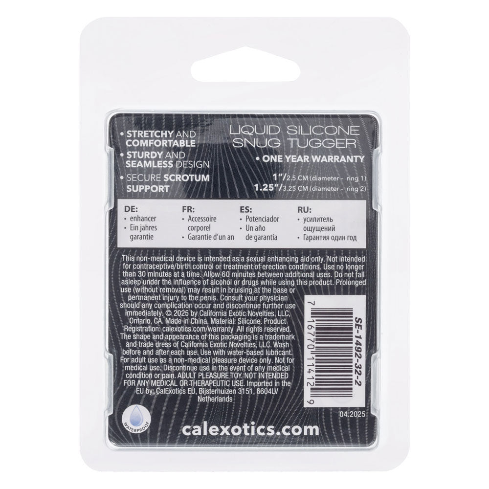 Alpha Liquid Silicone Snug Tugger (Black) – Premium Silicone Stamina Enhancer Sleeve Clear > Cock Ring > Sling